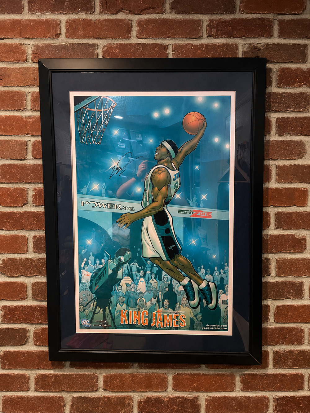 LeBron James Signed Powerade King James Lithograph JSA Auto Framed Rare 22x34
